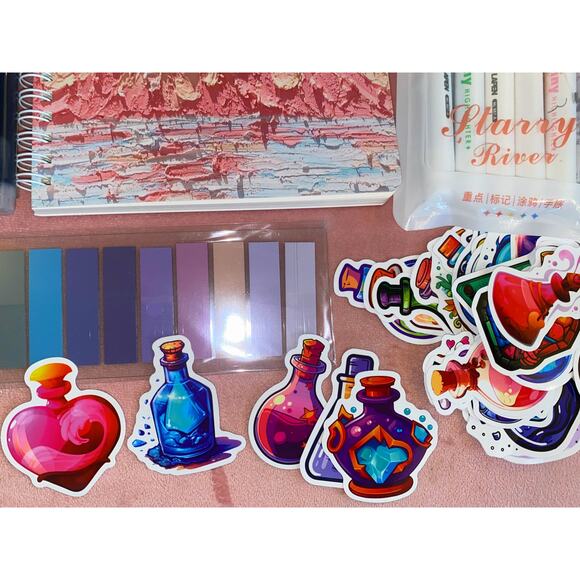 70+ Pcs Journal Notebook Pen Market Sticker Stationary School‎ Gift Set Birthday - Picture 4 of 6